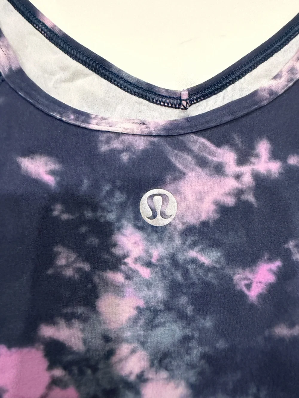 lululemon athletica Navy and Pink Tie-Dye V-Neck Crop Top